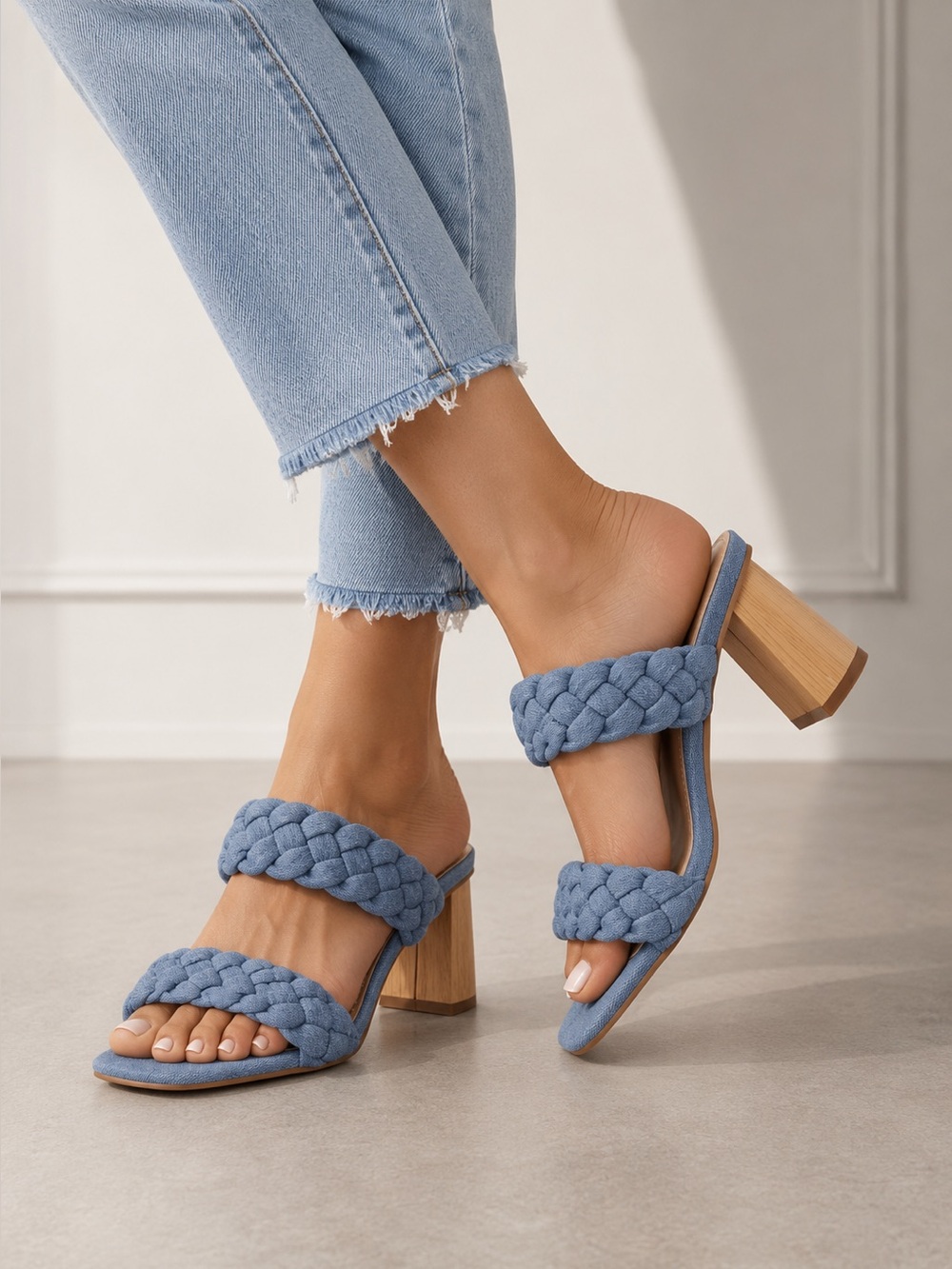 Bandolino Kewly 2 Denim Braided Sandals Size 8 (New with Box)